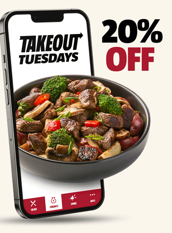 20 OFF + Bowl = Takeout Tuesday!😋 ️🥡 Genghis Grill